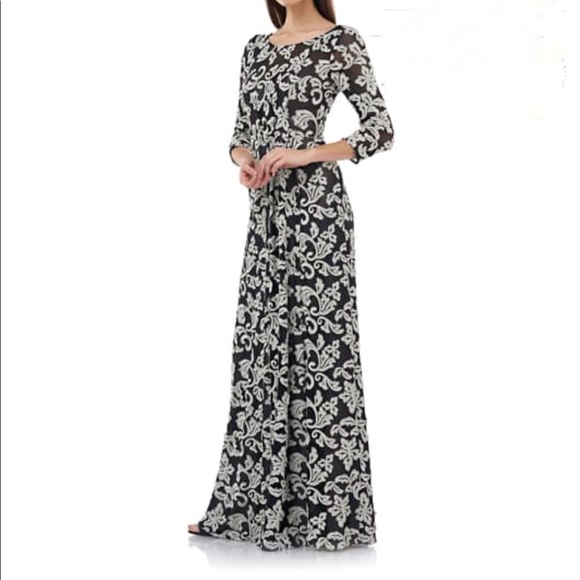 JS Collections Embroidered Mesh Gown Sz 8 NWT - Picture 4 of 13